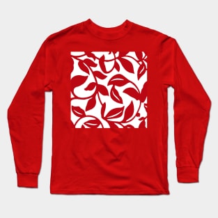 LEAF AND VINE SWIRLS RED AND WHITE PATTERN Long Sleeve T-Shirt